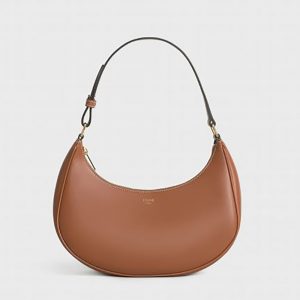 Celine Women Small Tambour Bag in Triomphe Canvas and Calfskin-Brown