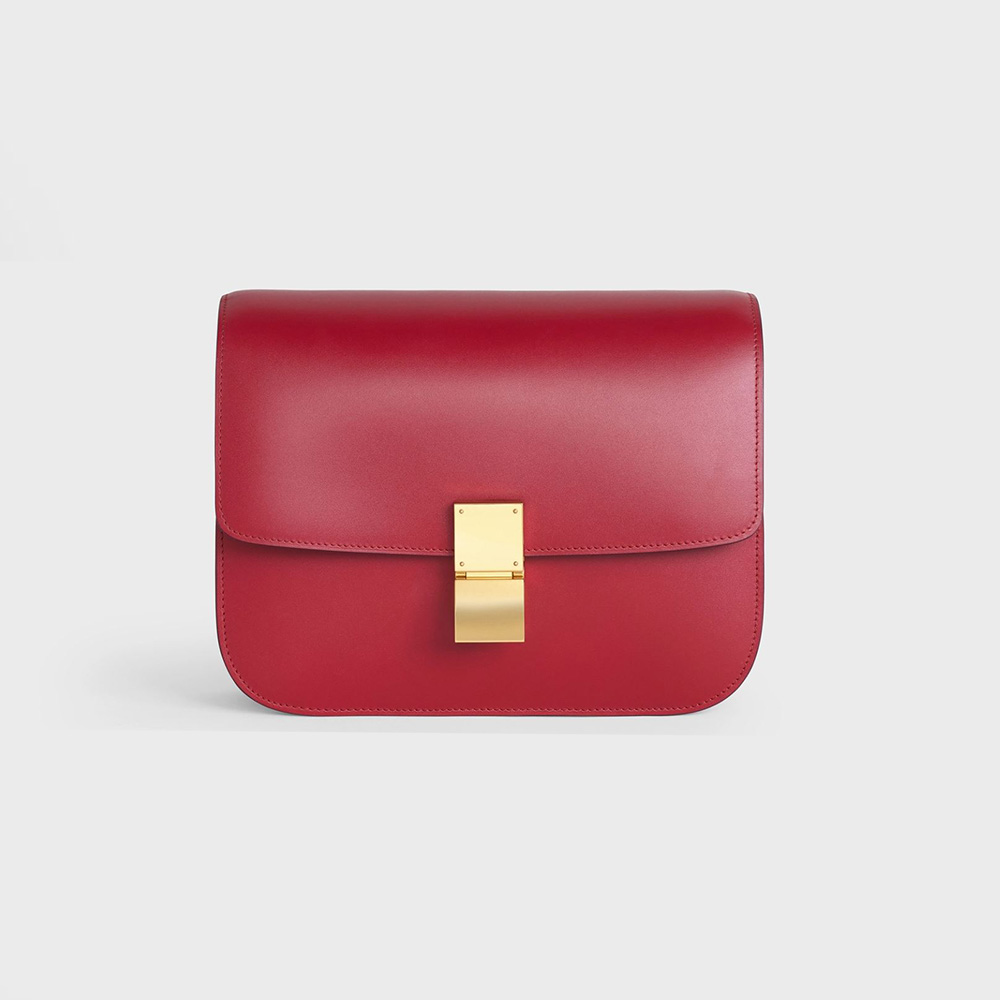 Celine Women Medium Classic Bag in Box Calfskin Red