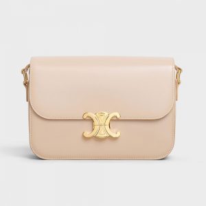 Celine Women Medium Triomphe Bag in Shiny Calfskin-Sandy