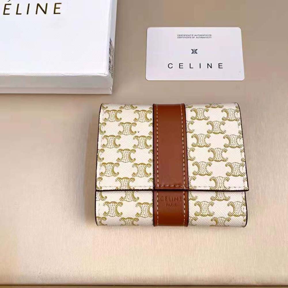Celine Trifold Wallet in Triomphe Canvas