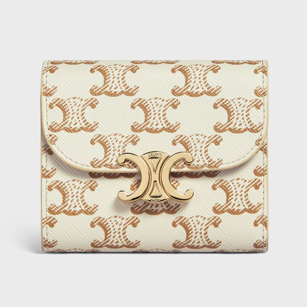 Shop CELINE Triomphe Canvas COMPACT WALLET WITH COIN TRIOMPHE IN TRIOMPHE  CANVAS by CHARIOTLONDON