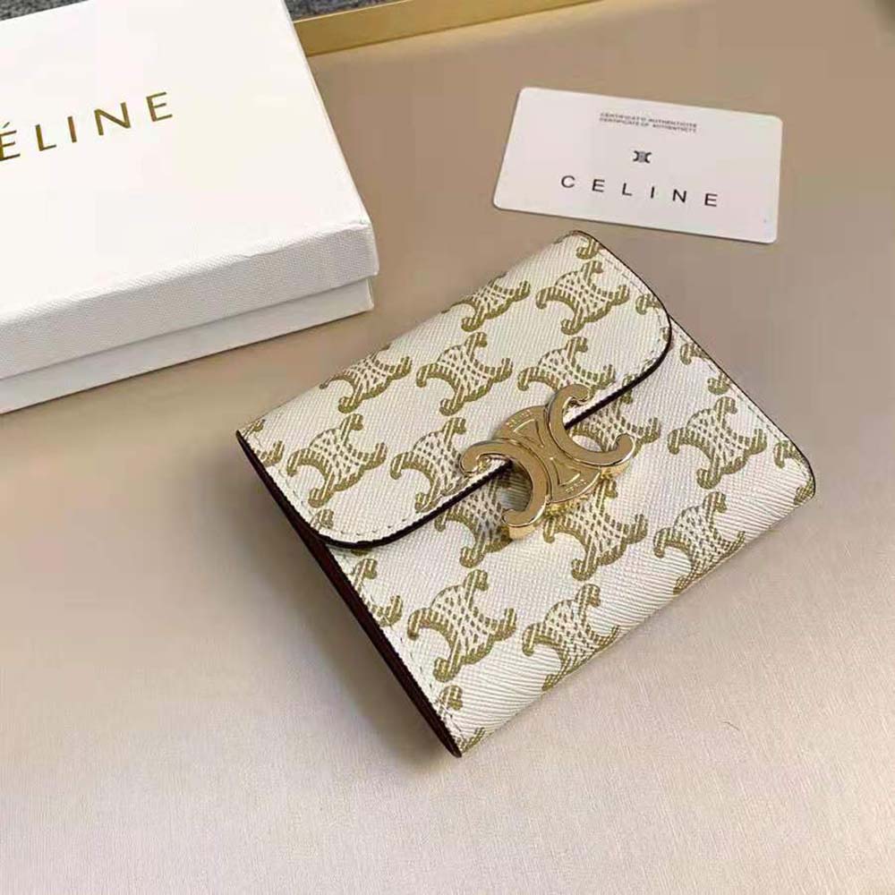 Celine Small Triomphe Wallet in Triomphe Canvas