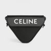 Celine Women Triangle Bag in Smooth Calfskin with Celine Print-Black