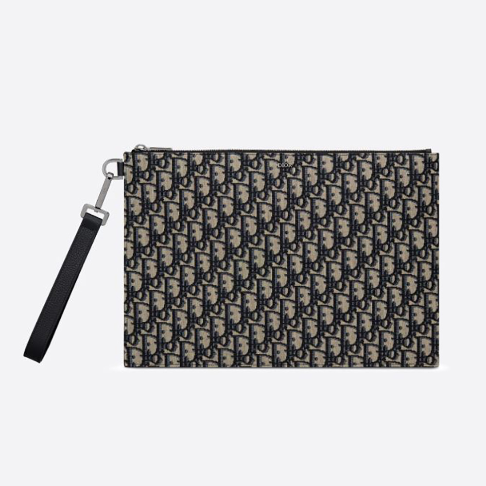 Dior - A4 Pouch Beige and Black Dior Oblique Jacquard - Men