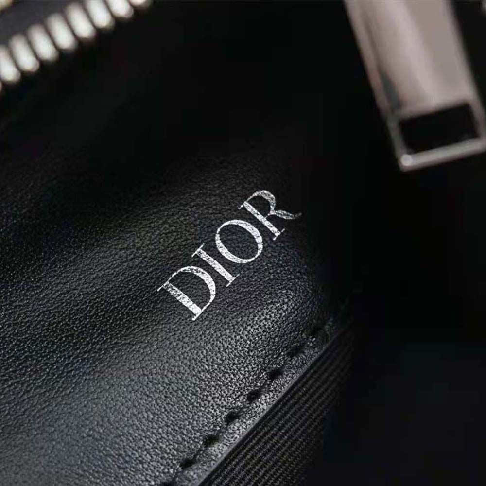 Dior - A4 Zipped Pouch Beige and Black Dior Oblique Jacquard - Men