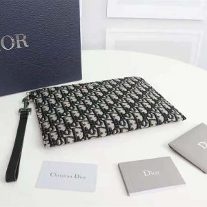 A4 Pouch Beige and Black Dior Oblique Jacquard