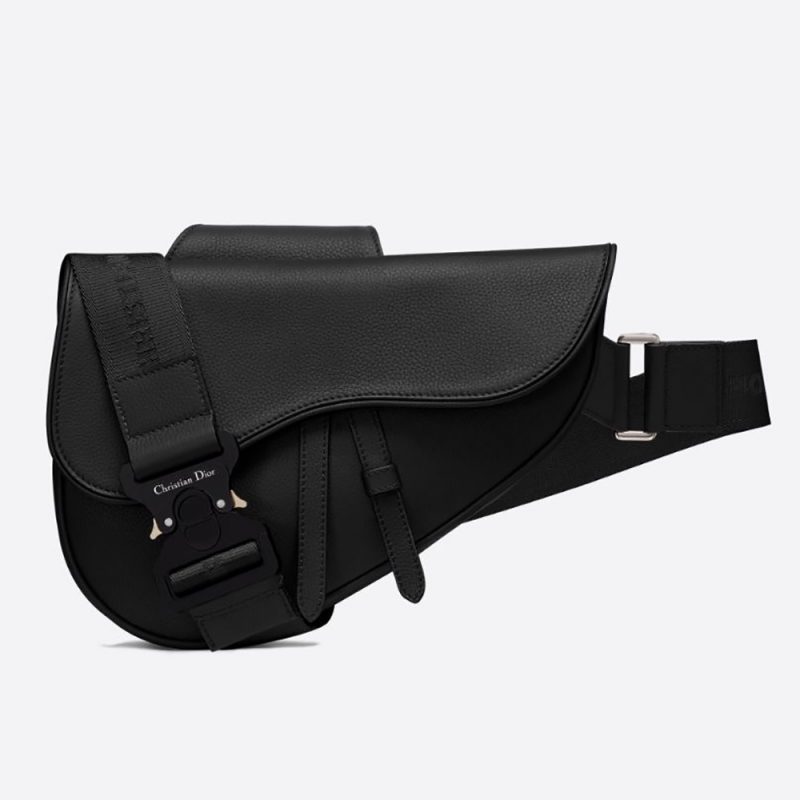 Dior Men Saddle Messenger Bag Black Grained Calfskin