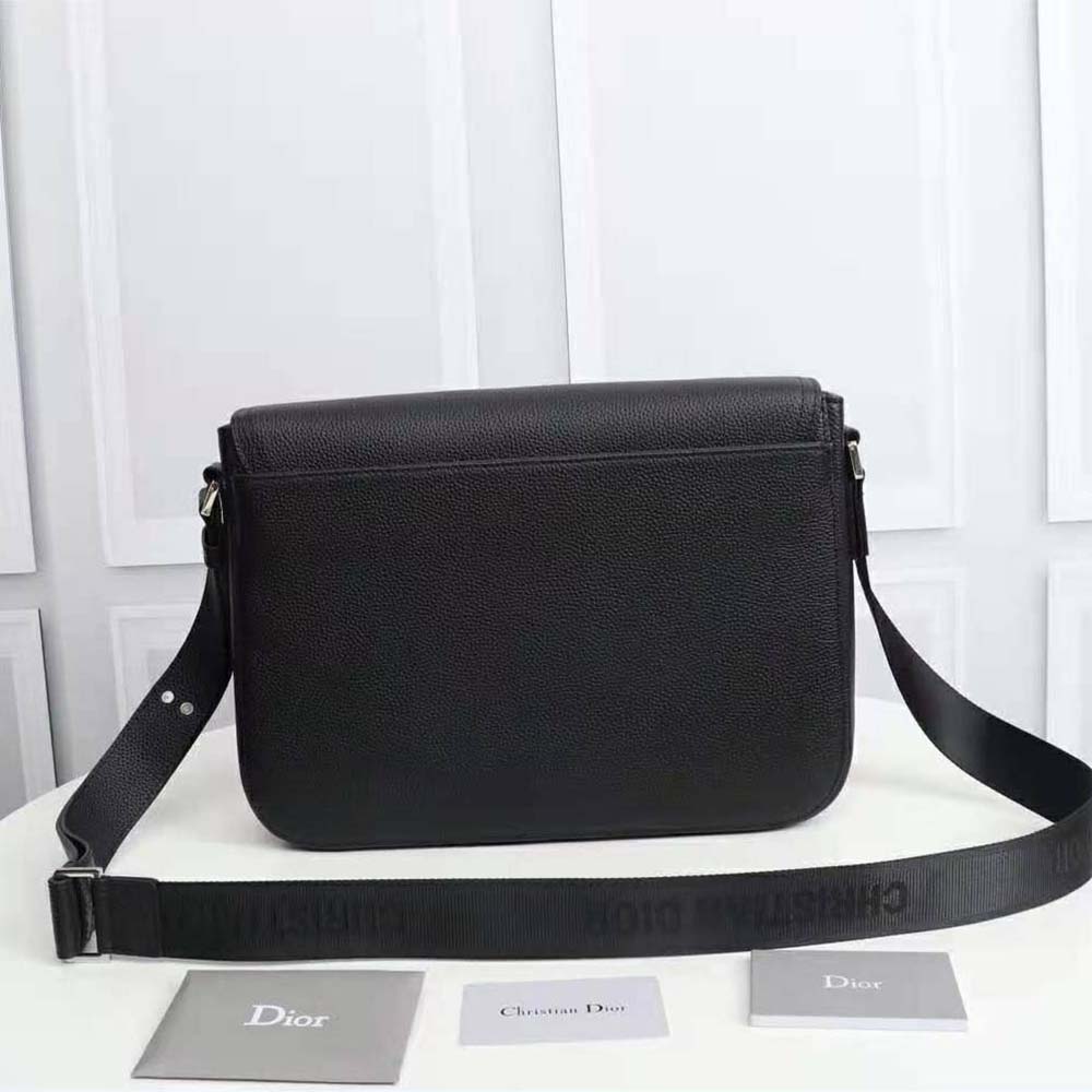 Saddle Messenger Bag Black Grained Calfskin