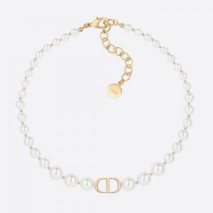 Dior Women 30 Montaigne Choker Gold-Finish Metal and White Resin Pearls
