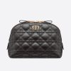 Dior Women Caro Beauty Pouch Black Cannage Lambskin