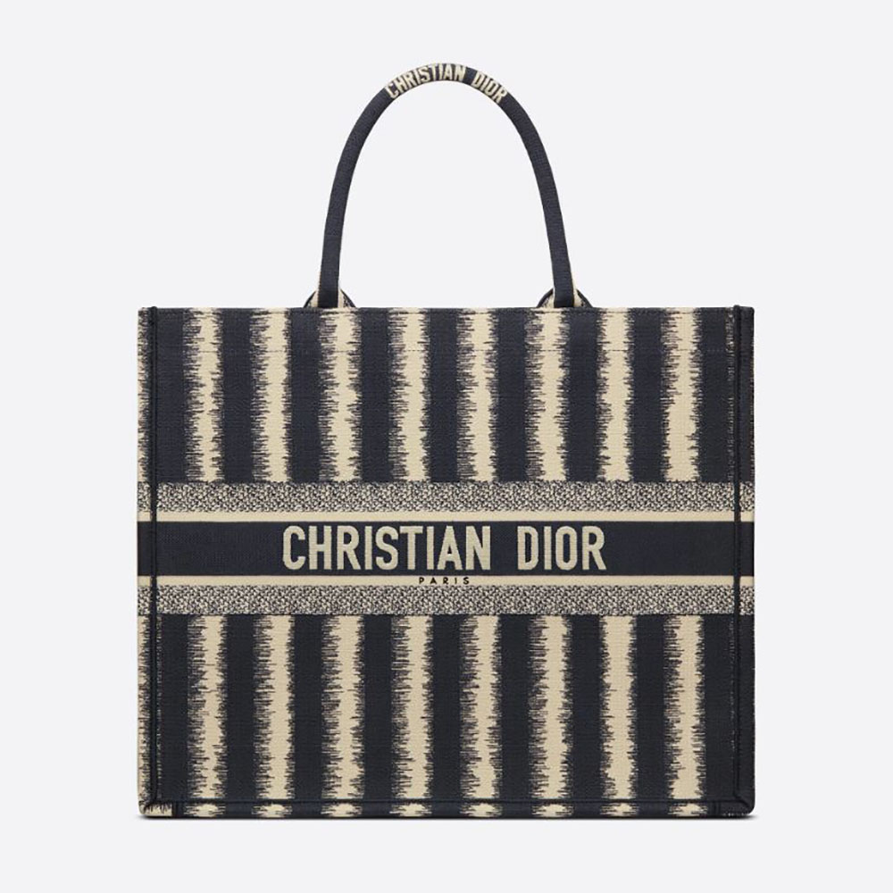 Dior Embroidered Striped Book Tote (SHF-22484) – LuxeDH