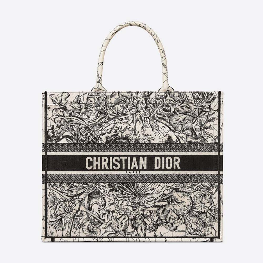 Dior Women Dior Book Tote Latte Multicolor Dior Zodiac Embroidery