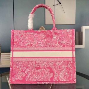 Dior Small Dior Book Tote Pink Toile De Jouy Embroidery - Women