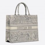 Dior Women Dior Book Tote Toile DE Jouy Reverse Embroidery-silver