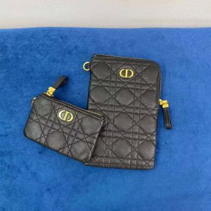 Dior Black Cannage Leather Caro Multifunctional Pouch Dior
