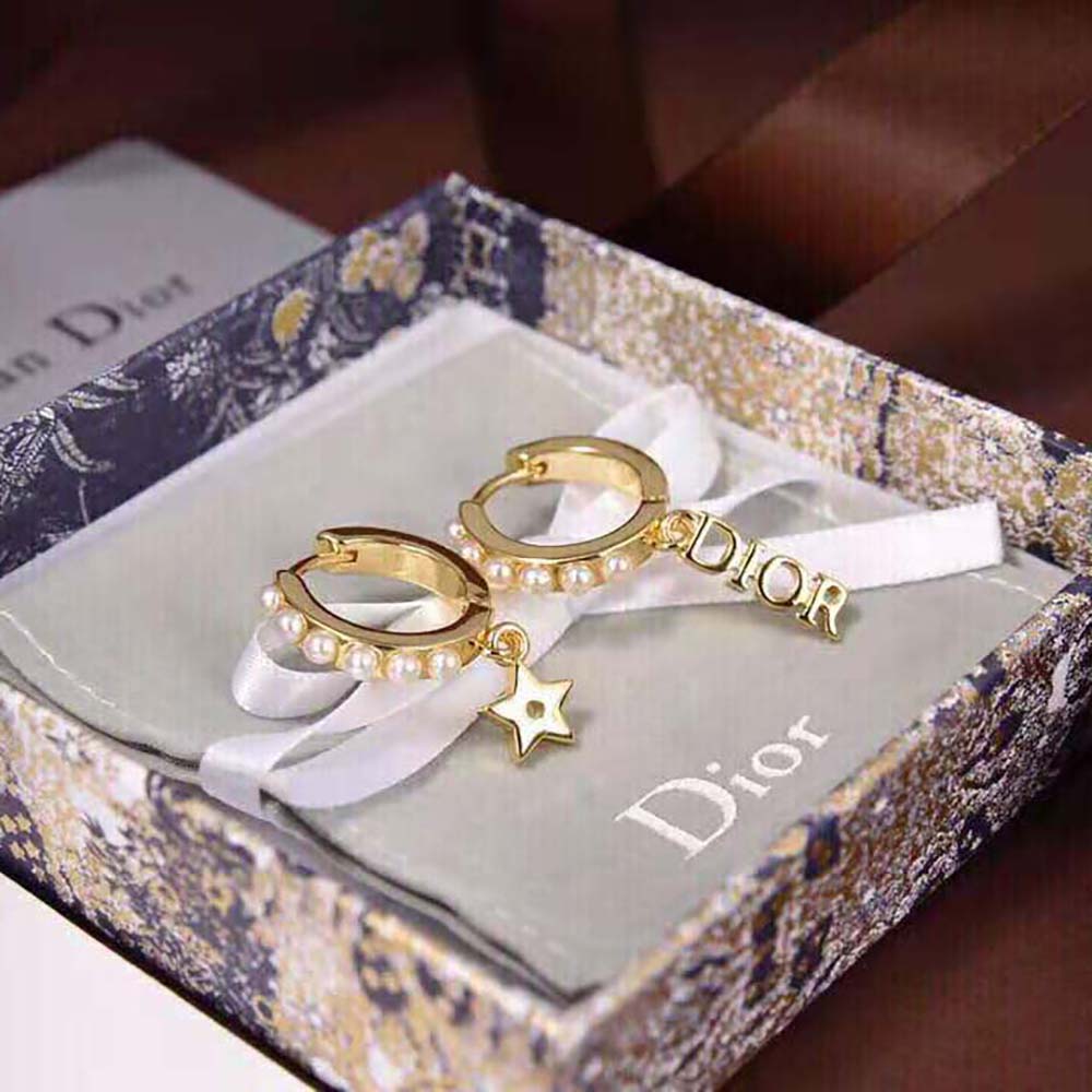 Dior Women Dio(r)evolution Earrings Gold-Finish Metal and White 