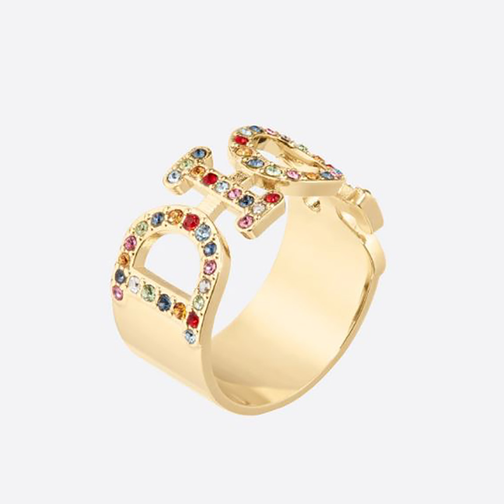 Dio(r)evolution Ring Gold-Finish Metal and White Crystals