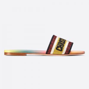Dior Women Dway Slide Multicolor Embroidered Cotton