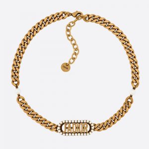 Dior Women J'Adior Choker Antique Gold-Finish Metal and White Resin Pearls