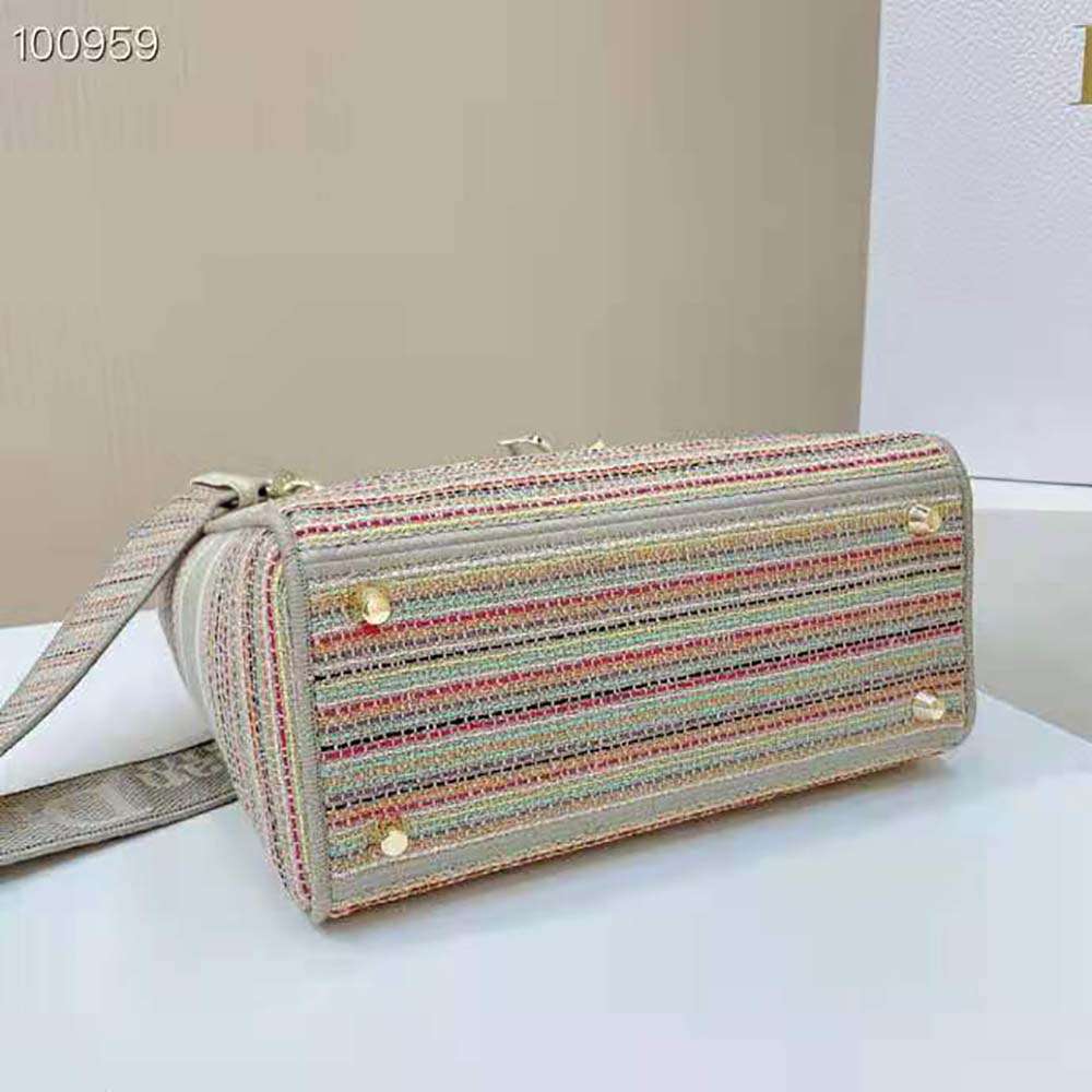 Dior Women Medium Lady D-lite Bag Multicolor Stripes Embroidery 5 Dior Women Medium Lady D-lite Bag Multicolor Stripes Embroidery - Image 5