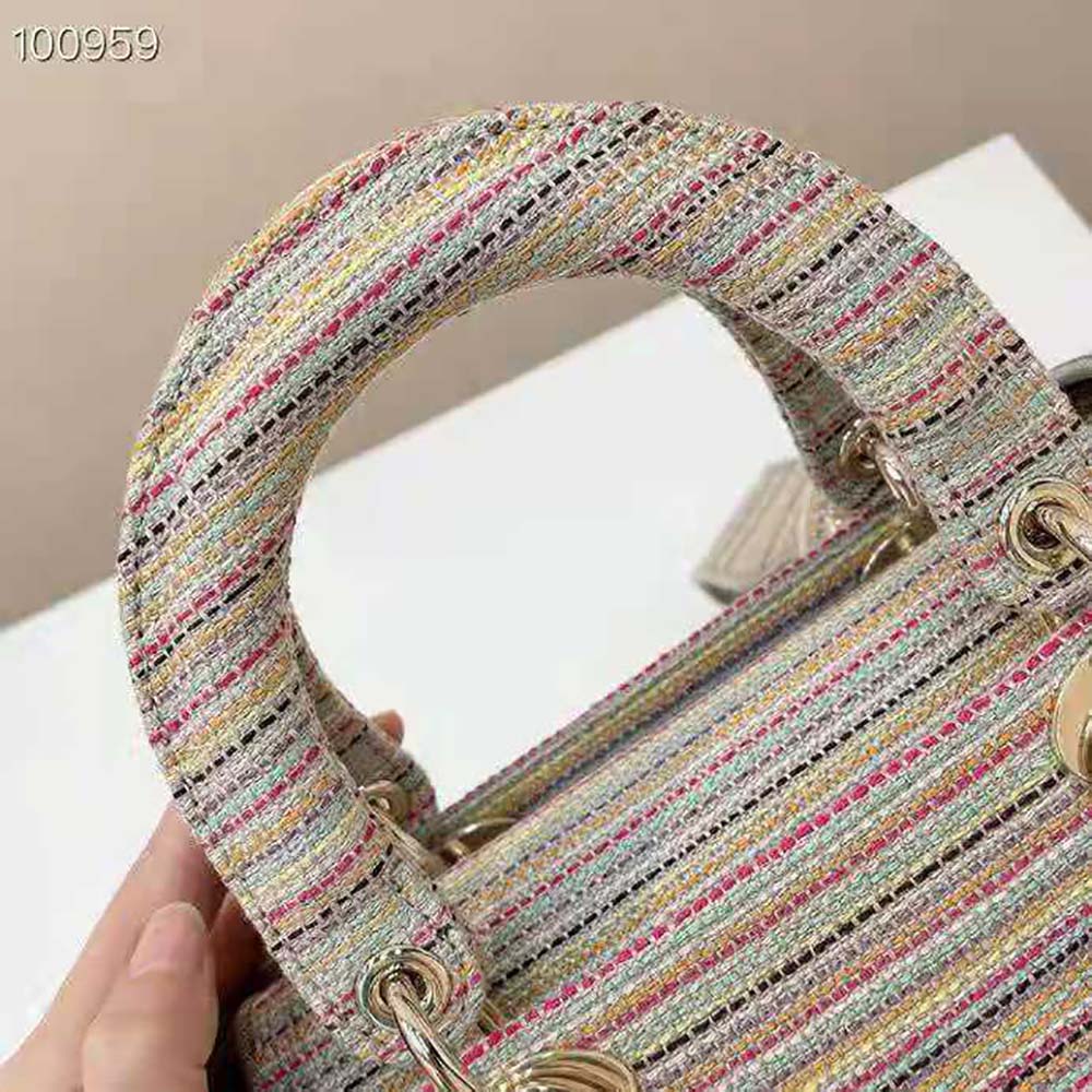 Dior Women Medium Lady D-lite Bag Multicolor Stripes Embroidery 6 Dior Women Medium Lady D-lite Bag Multicolor Stripes Embroidery - Image 6