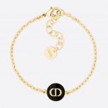 Dior Women Petit CD Bracelet Gold-Finish Metal and Black Lacquer