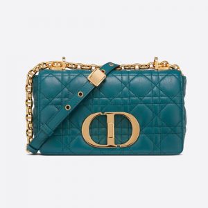 Dior Women Medium Diordouble Bag Deep Ocean Blue Smooth Calfskin