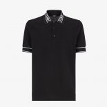 Fendi Men Polo Shirt Black Pique Sweater