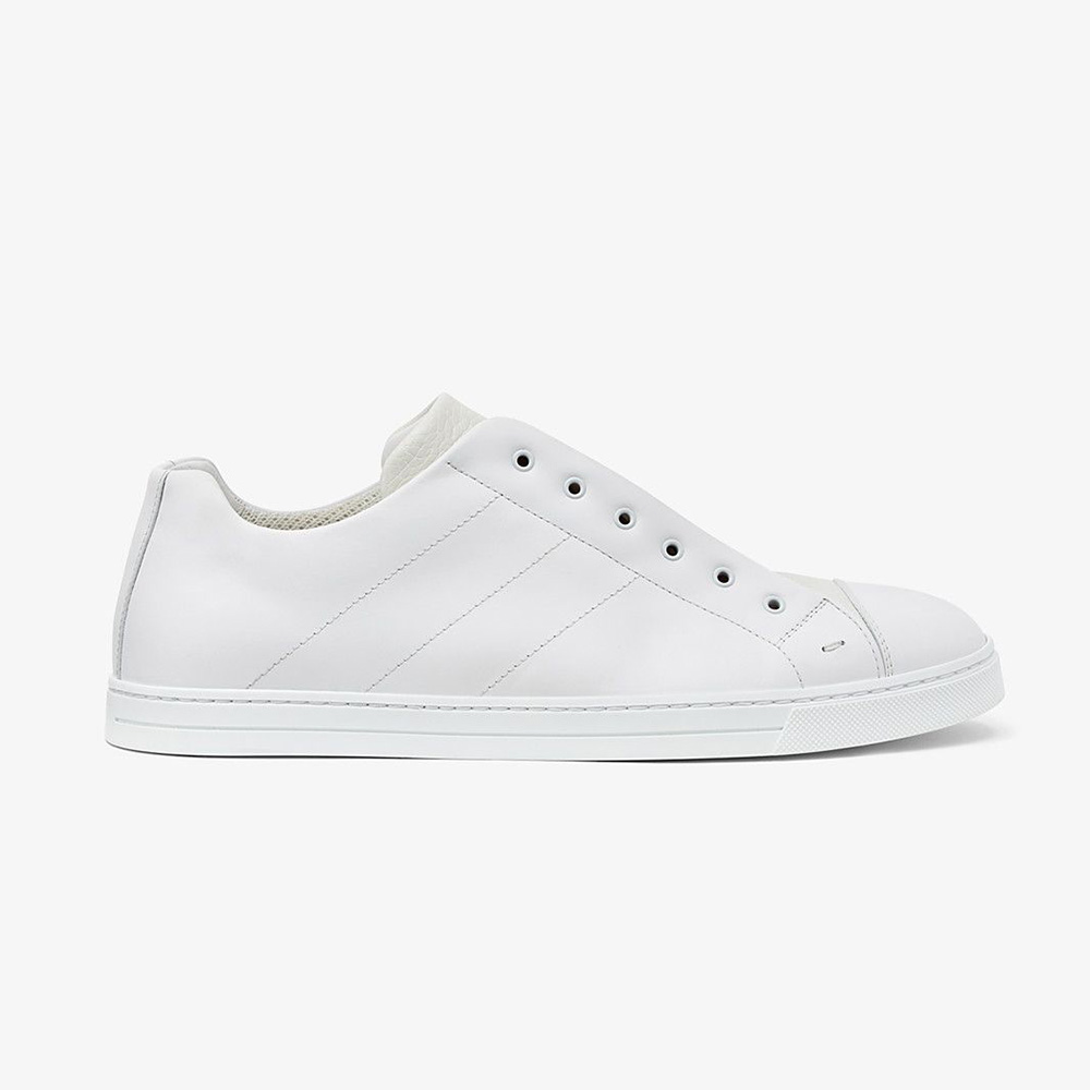 Fendi Men Sneakers White Leather Slip-ons
