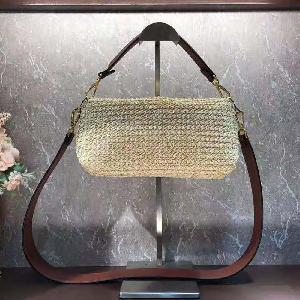Fendi Women Baguette Woven Straw Bag-Beige 4 Fendi Women Baguette Woven Straw Bag-Beige - Image 4