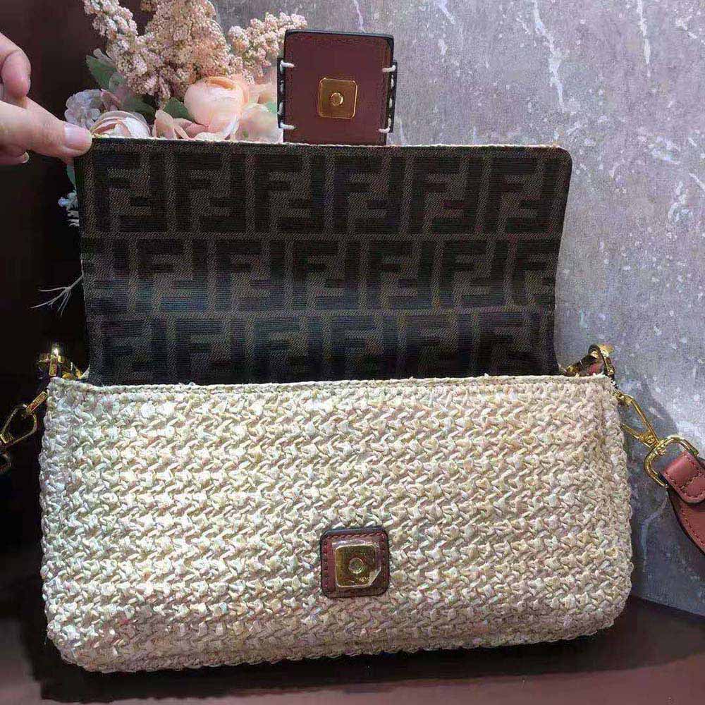 Fendi Women Baguette Woven Straw Bag-Beige 7 Fendi Women Baguette Woven Straw Bag-Beige - Image 7