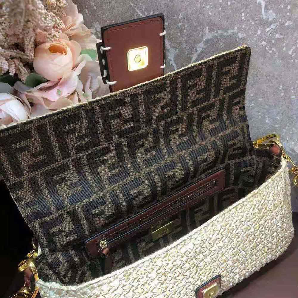 Fendi Women Baguette Woven Straw Bag-Beige 8 Fendi Women Baguette Woven Straw Bag-Beige - Image 8