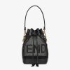Fendi Women Mon Tresor Black Leather and Mesh Mini-bag