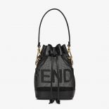 Fendi Women Mon Tresor Black Leather and Mesh Mini-bag