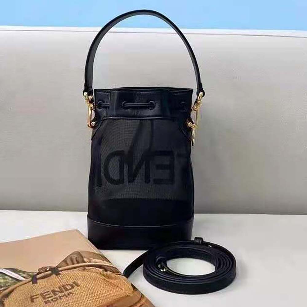 Fendi Women Mon Tresor Black Leather and Mesh Mini-bag 3 Fendi Women Mon Tresor Black Leather and Mesh Mini-bag - Image 3