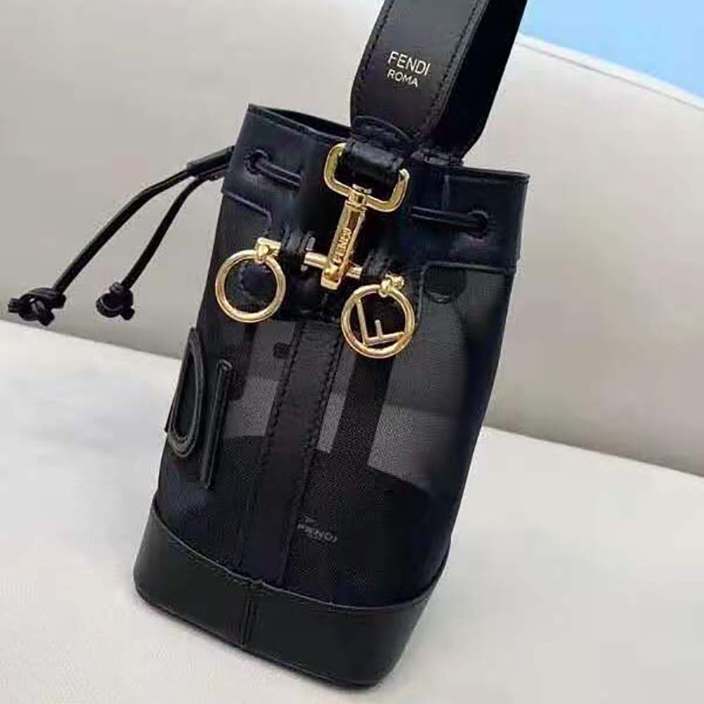 FENDI MON TRESOR MINI BLACK MESH BUCKET BAG