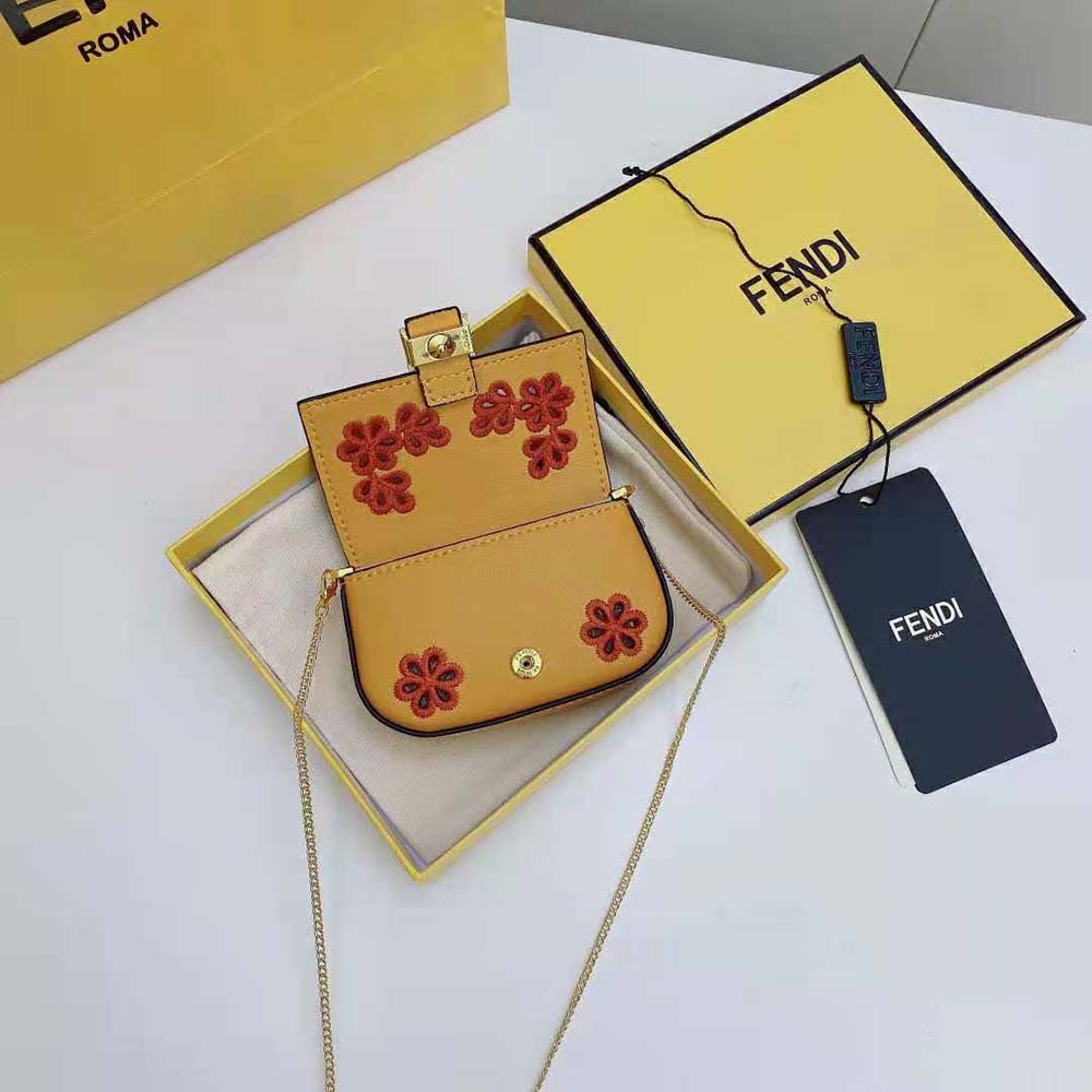 Fendi Women Nano Baguette Charm Orange Nappa Leather 5 Fendi Women Nano Baguette Charm Orange Nappa Leather - Image 5