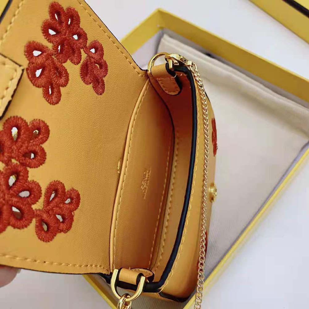 Fendi Women Nano Baguette Charm Orange Nappa Leather 8 Fendi Women Nano Baguette Charm Orange Nappa Leather - Image 8
