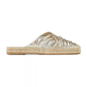 Jimmy Choo Women DES Flats Champagne Metallic Nappa Espadrille