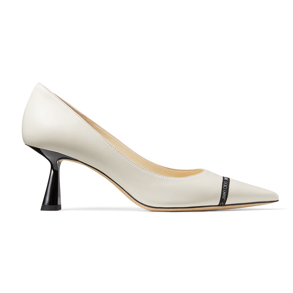 Jimmy Choo Women RENE 65 Latte Nappa Leather Pointed Pumps with Logo ...