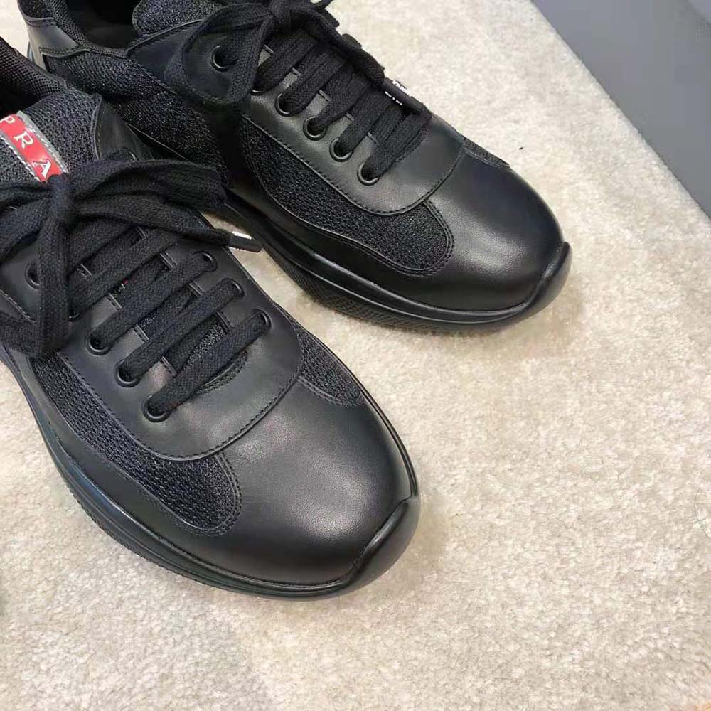 Prada Men New America'S Cup Leather And Technical Fabric Sneakers