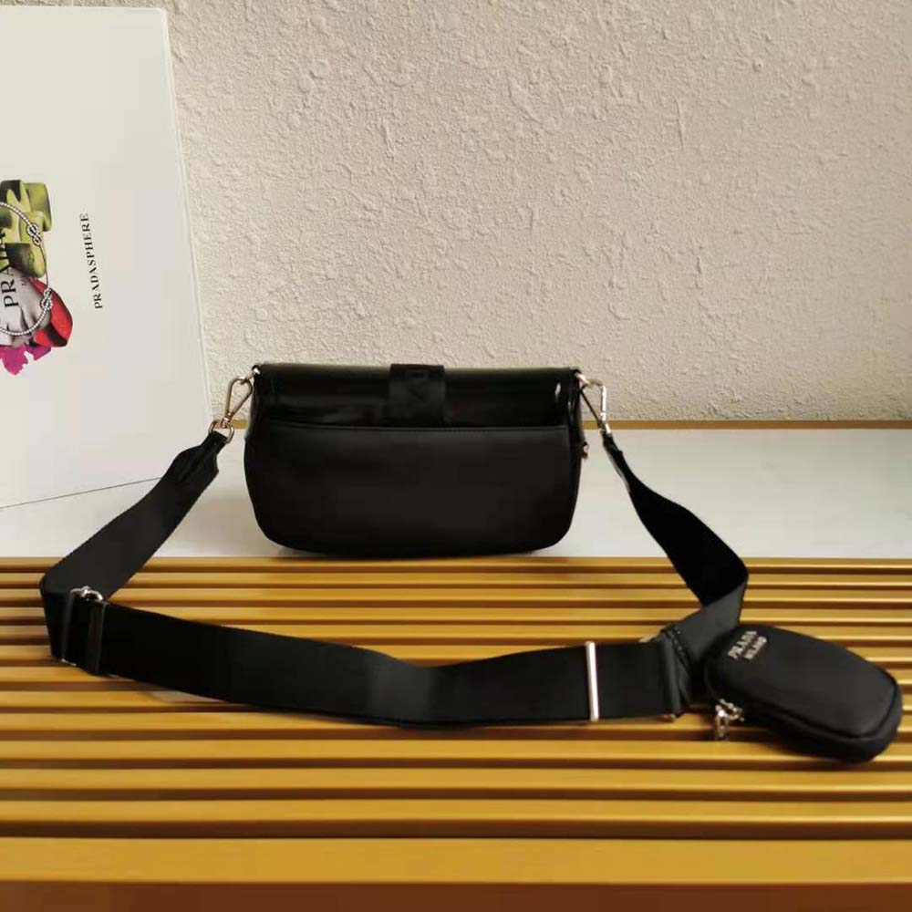 Prada Women Pocket Nylon and Brushed Leather Bag-Black 3 Prada Women Pocket Nylon and Brushed Leather Bag-Black - Image 3
