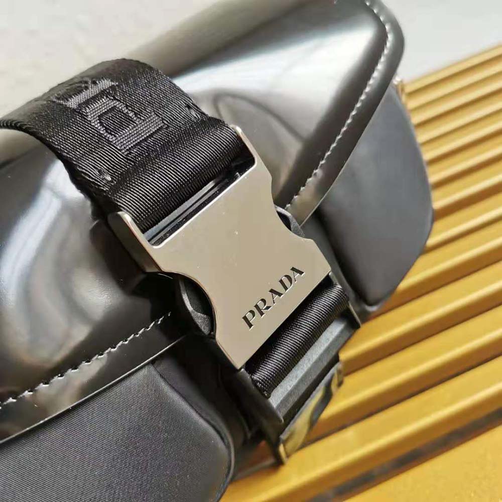 Prada Women Pocket Nylon and Brushed Leather Bag-Black 10 Prada Women Pocket Nylon and Brushed Leather Bag-Black - Image 10