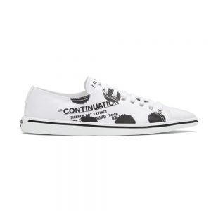 Prada Women Printed Cotton Gabardine Sneakers-White