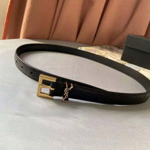 Saint Laurent Monogram Square-Buckle Belt - Black