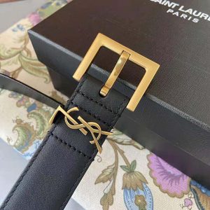 Saint Laurent Monogram Square-Buckle Belt - Black