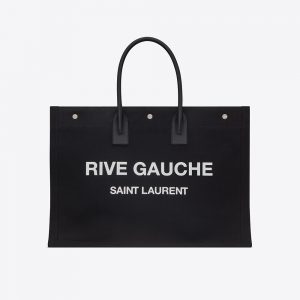 Saint Laurent YSL Women Rive Gauche Tote Bag in Linen and Leather