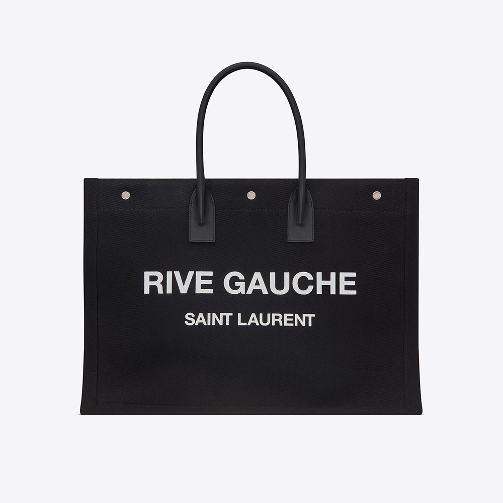 Saint Laurent YSL Women Rive Gauche Tote Bag in Linen and Leather