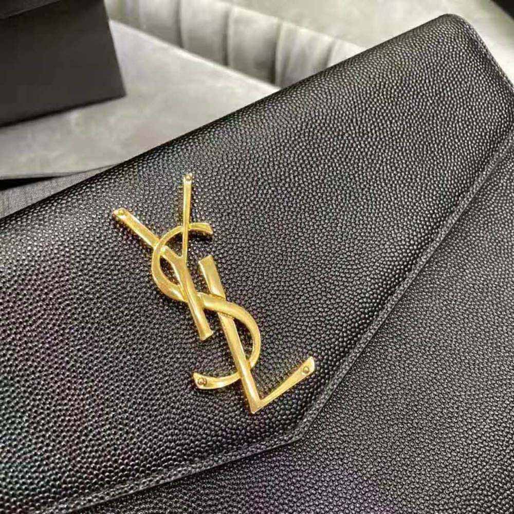 Saint Laurent Uptown Medium YSL Monogram Grain de Poudre Pouch Bag