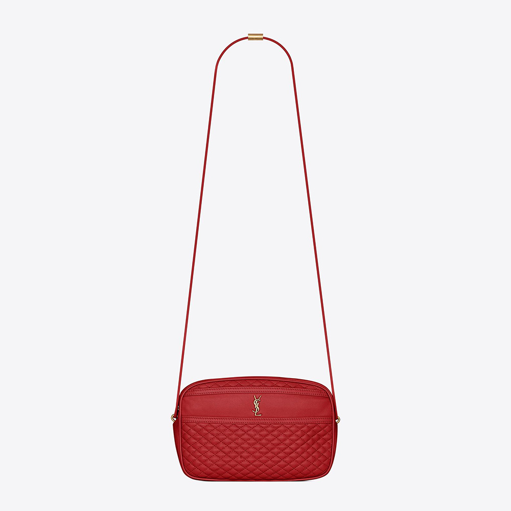 Saint Laurent YSL Women Victoire Camera Bag in Quilted LambskinRed